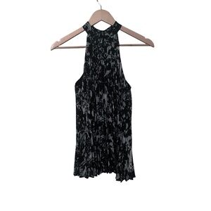 NWOT Frenchi Women's Black and White Floral Halter Top Size XS